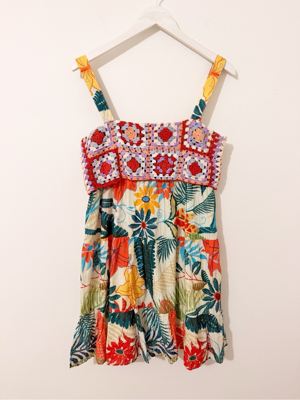 Farm Rio Crochet Mini Dress Anthropologie Floral Size Small S * - Picture 2 of 7